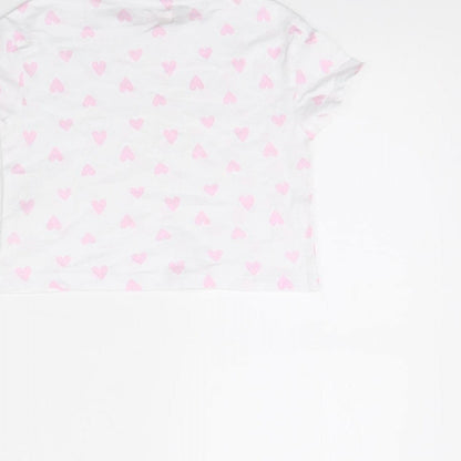 Lily& Dan Girls White Polka Dot  Cropped T-Shirt Size 3 Years