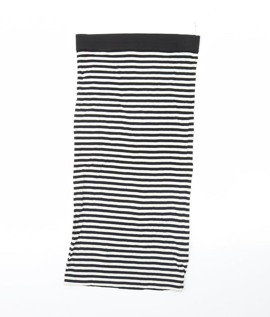 Miss Selfridge Womens White Striped  Flare Skirt Size 10