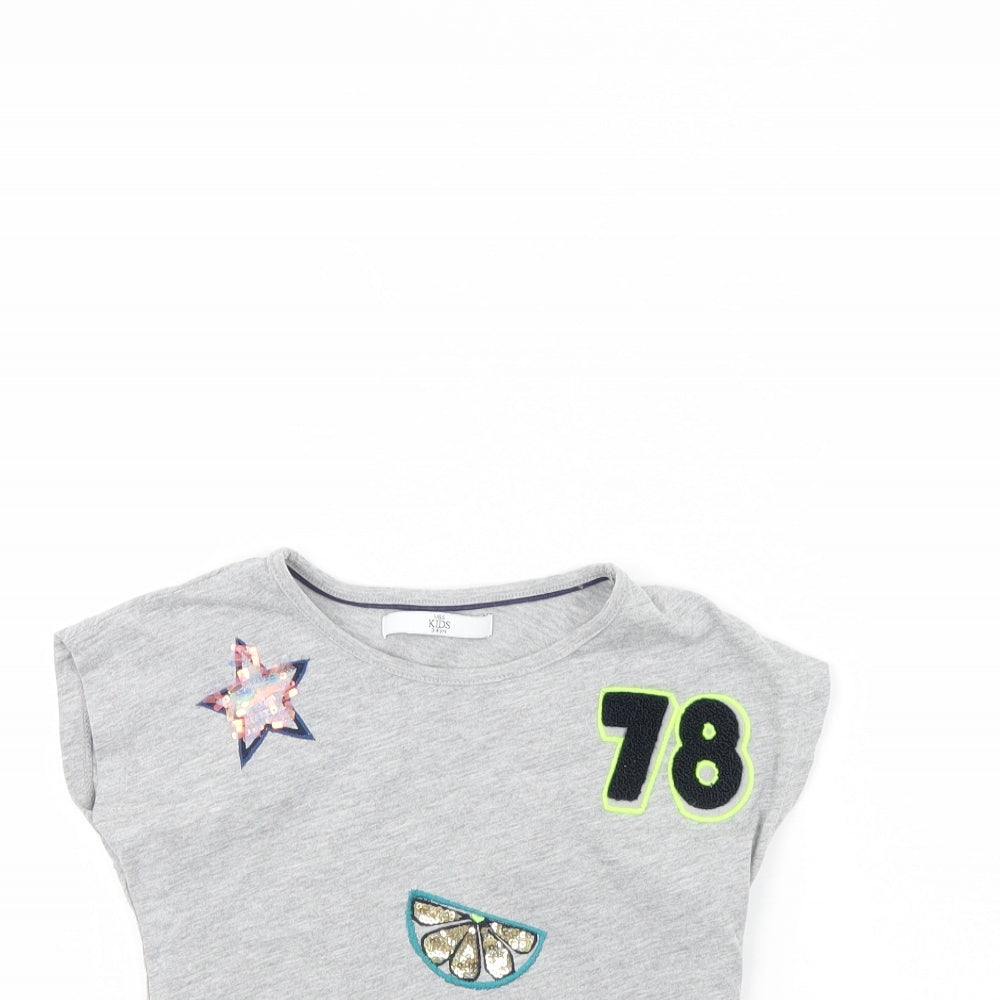 M&s Girls Grey   Basic T-Shirt Size 3 Years