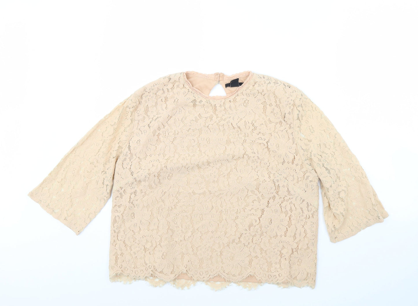 Womens UK Size 14 H&M Beige Basic Blouse