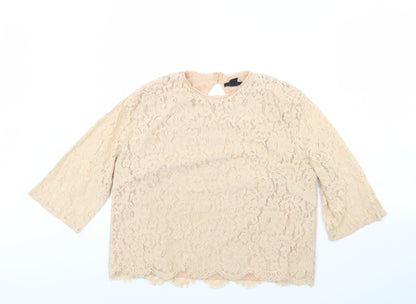 Womens UK Size 14 H&M Beige Basic Blouse