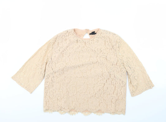 Womens UK Size 14 H&M Beige Basic Blouse