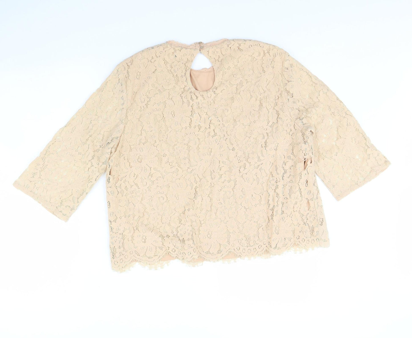 Womens UK Size 14 H&M Beige Basic Blouse
