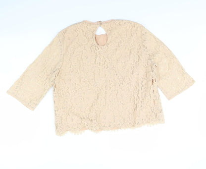 Womens UK Size 14 H&M Beige Basic Blouse