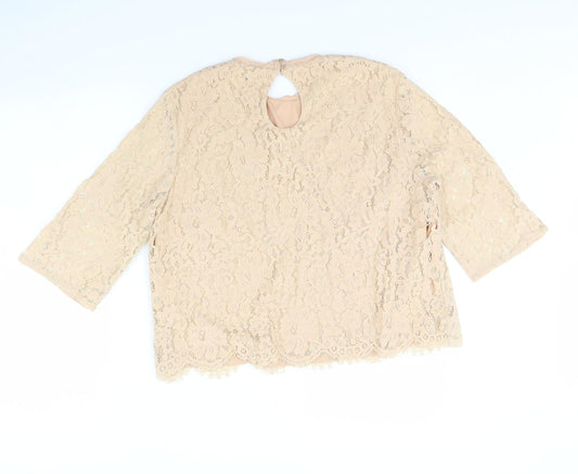 Womens UK Size 14 H&M Beige Basic Blouse