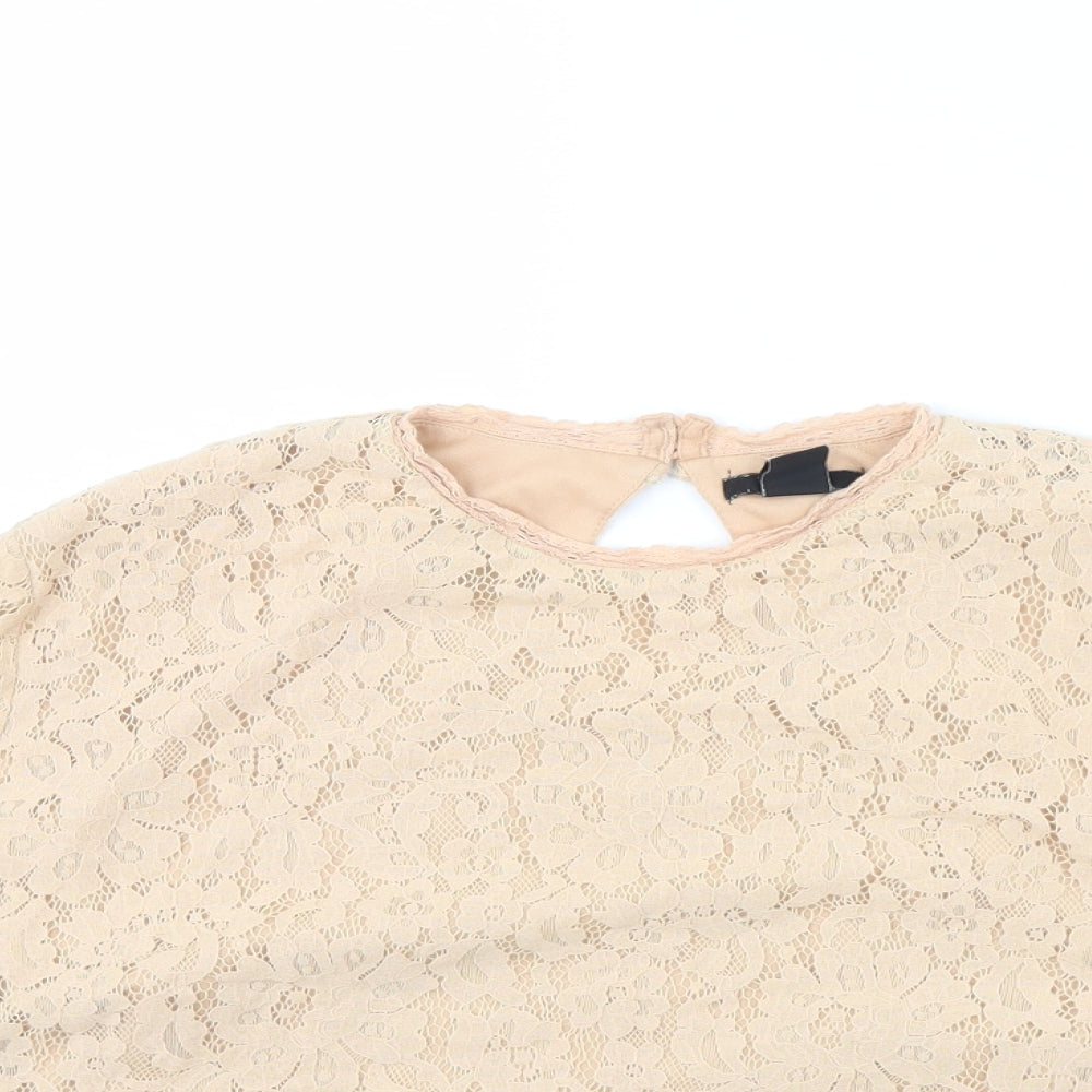 Womens UK Size 14 H&M Beige Basic Blouse