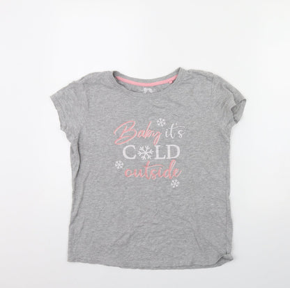Front view of The range women’s grey solid cami pyjama top, size UK 10, - christmas