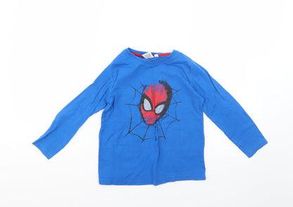 Front view of Primark boys’ blue solid pyjama top, size 5-6, years