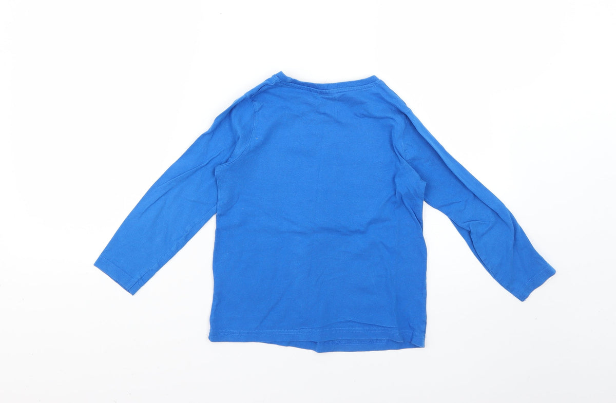 Back view of Primark boys’ blue solid pyjama top, size 5-6, years