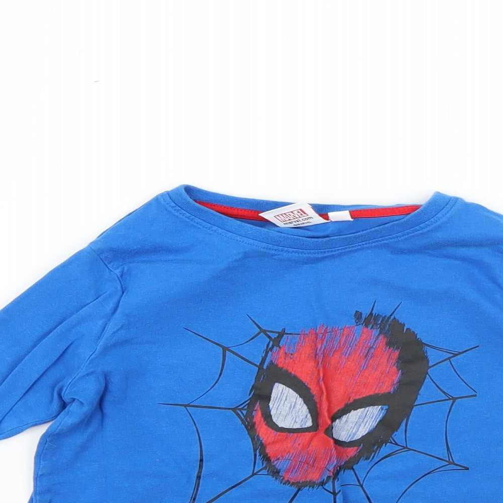 Close-up detail of Primark boys’ blue solid pyjama top, size 5-6, years