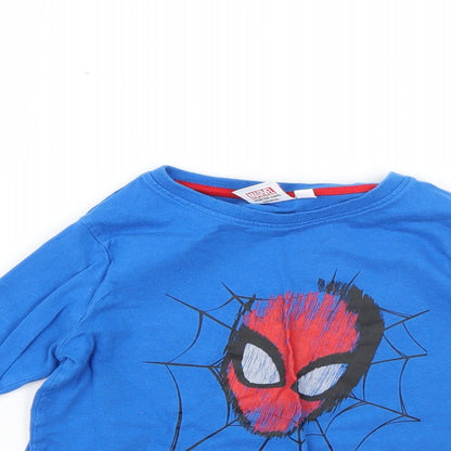Close-up detail of Primark boys’ blue solid pyjama top, size 5-6, years