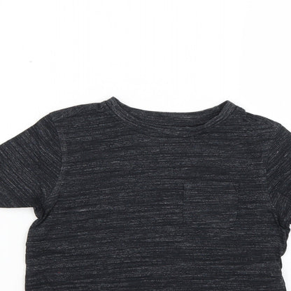 Close-up detail of George boys’ grey basic t-shirt, size 5-6, years