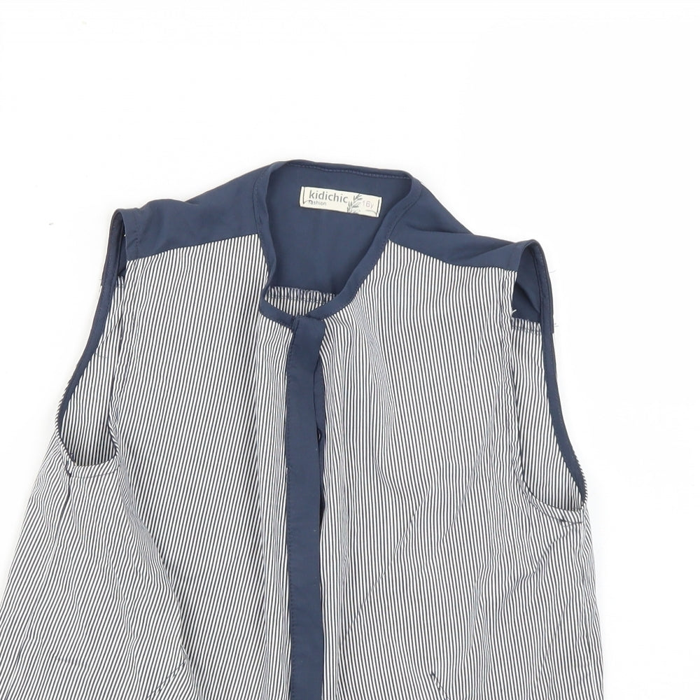Close-up detail of kidichic girls’ multicoloured striped basic button-up, size 16, years