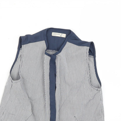 Close-up detail of kidichic girls’ multicoloured striped basic button-up, size 16, years