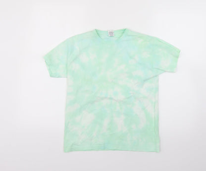 Fruit of the Loom Boys Green Geometric  Basic T-Shirt Size 10-11 Years