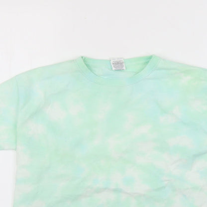 Fruit of the Loom Boys Green Geometric  Basic T-Shirt Size 10-11 Years