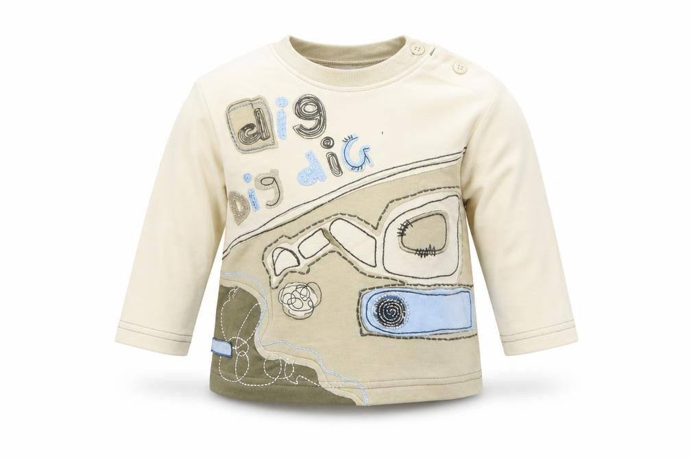 Front view of Cherokee Baby Beige Basic T-Shirt, size 6-9, Months