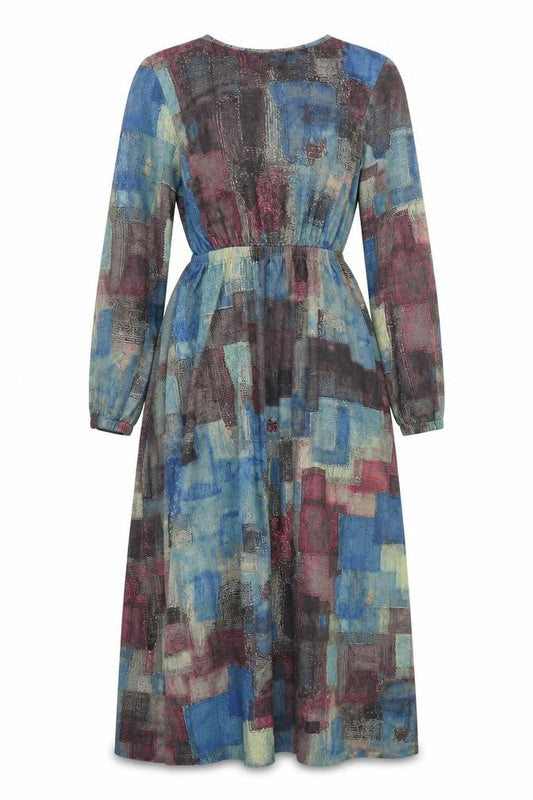 Front view of cindy women’s multicoloured geometric fit & flare, size UK 8