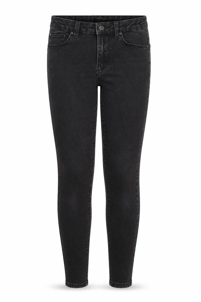 Front view of Denim & Co. women’s black skinny jeans, size UK 10, 26-inch leg