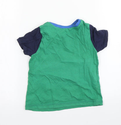 George Boys Green Colourblock  Basic T-Shirt Size 2-3 Years  - racecar