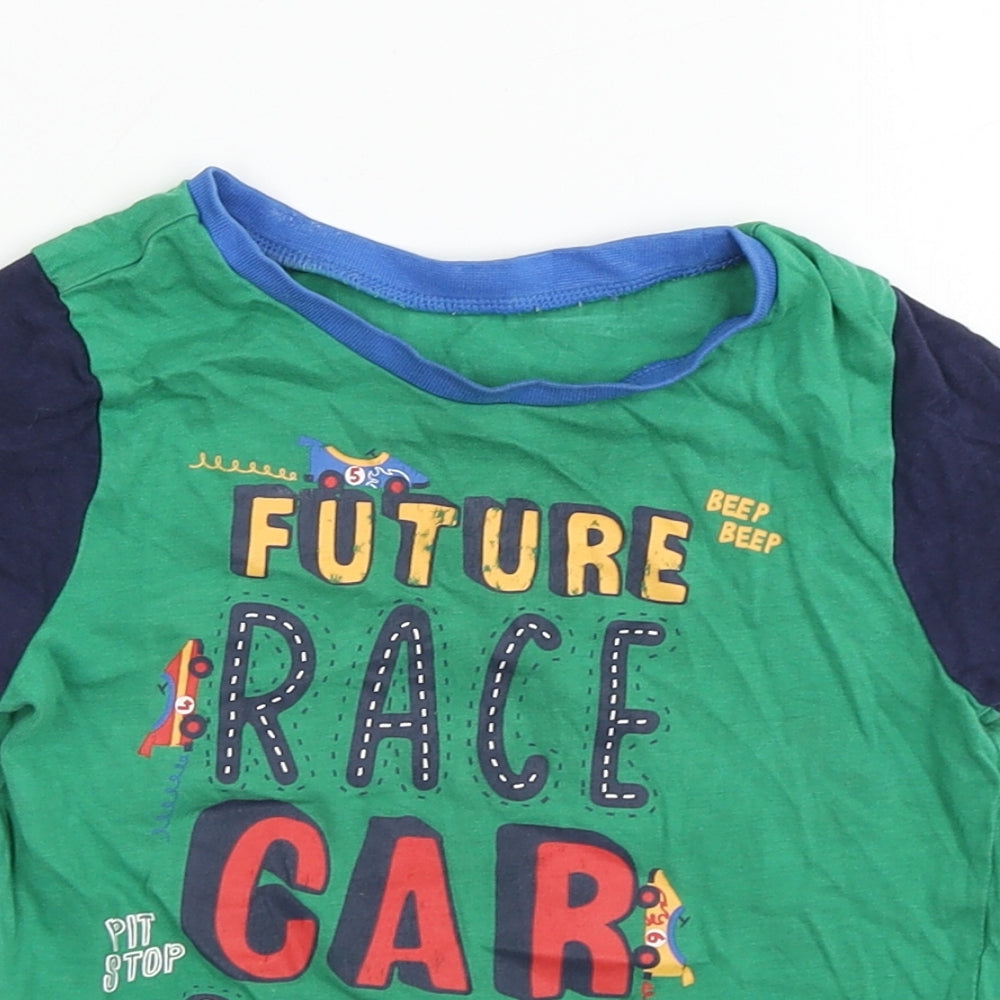 George Boys Green Colourblock  Basic T-Shirt Size 2-3 Years  - racecar