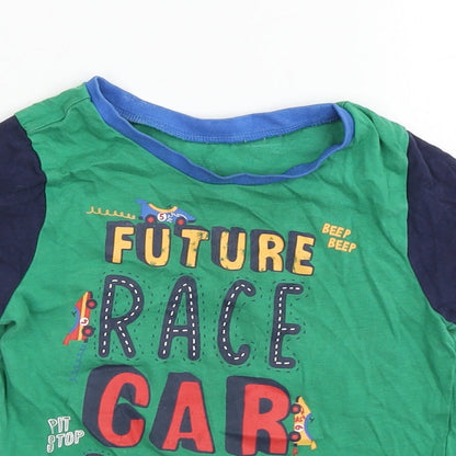 George Boys Green Colourblock  Basic T-Shirt Size 2-3 Years  - racecar
