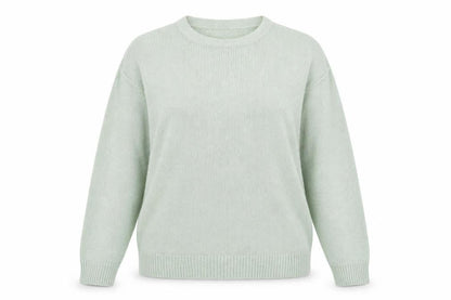 Front view of P Essentials women’s blue knit jumper, size UK 18
