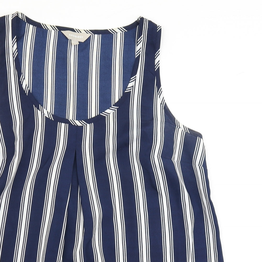 Anthology Womens Blue Striped  Basic Tank Size 12