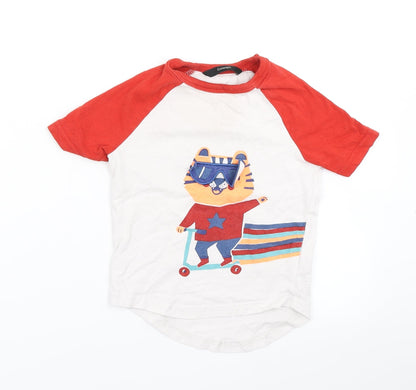 Front view of George boys’ white colourblock basic t-shirt, size 18-24, months