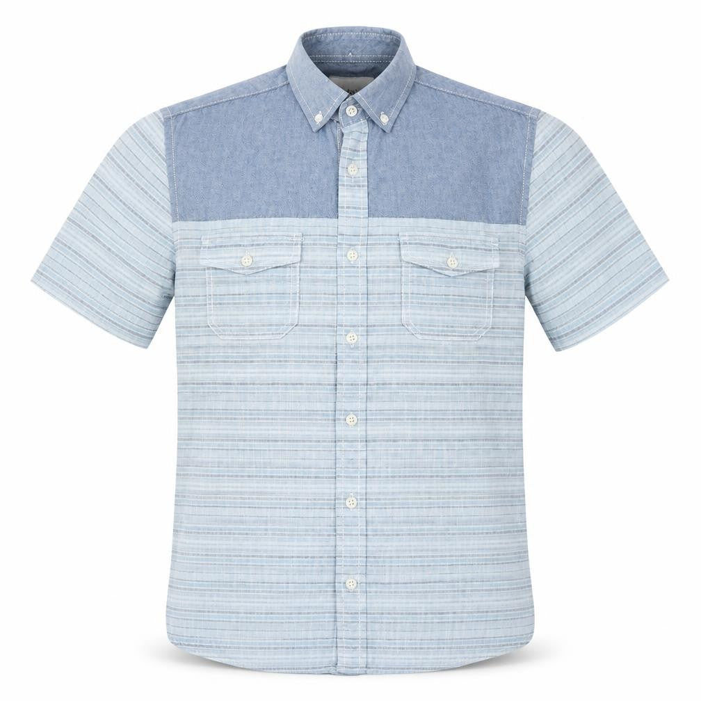Mens UK Size S Easy Blue  Button-Up Short Sleeve Casual Shirt