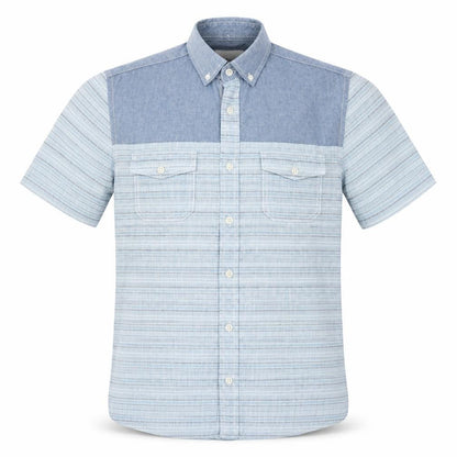 Mens UK Size S Easy Blue  Button-Up Short Sleeve Casual Shirt