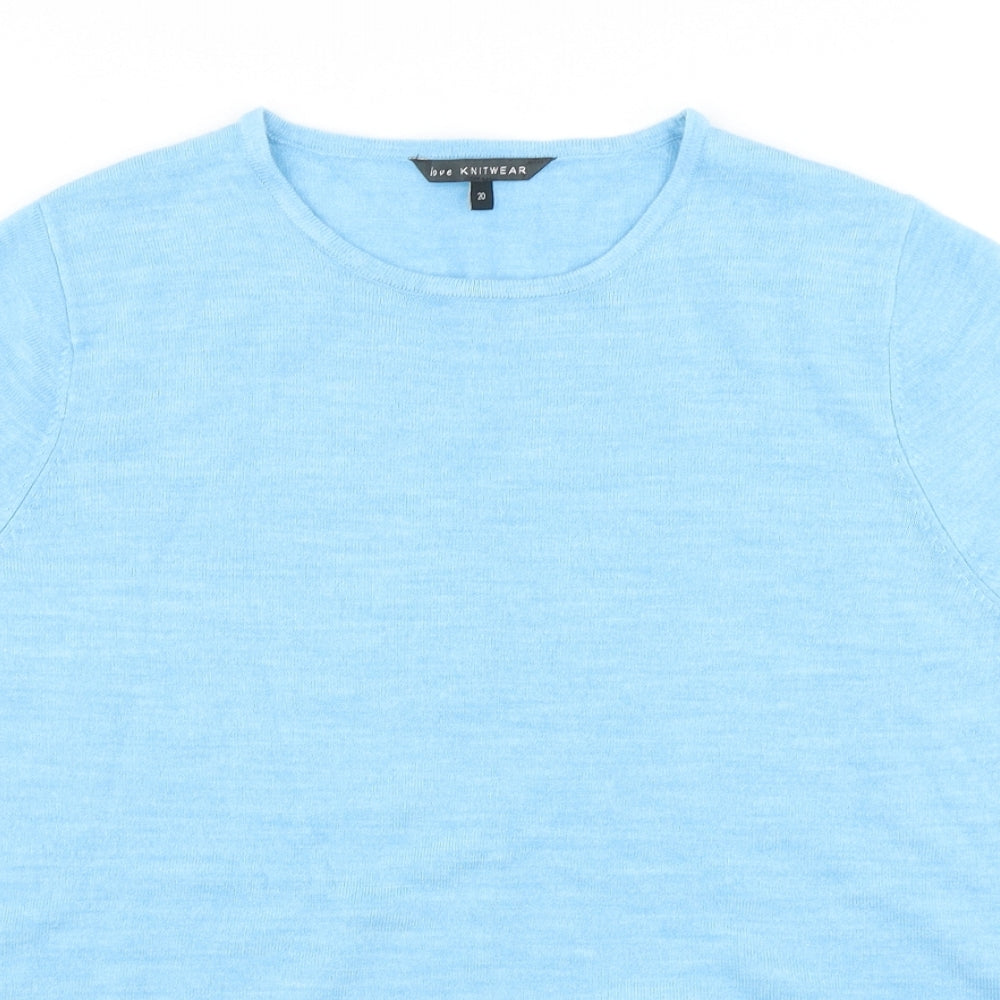 Love Knitwear Womens Blue  Knit Pullover Jumper Size 20