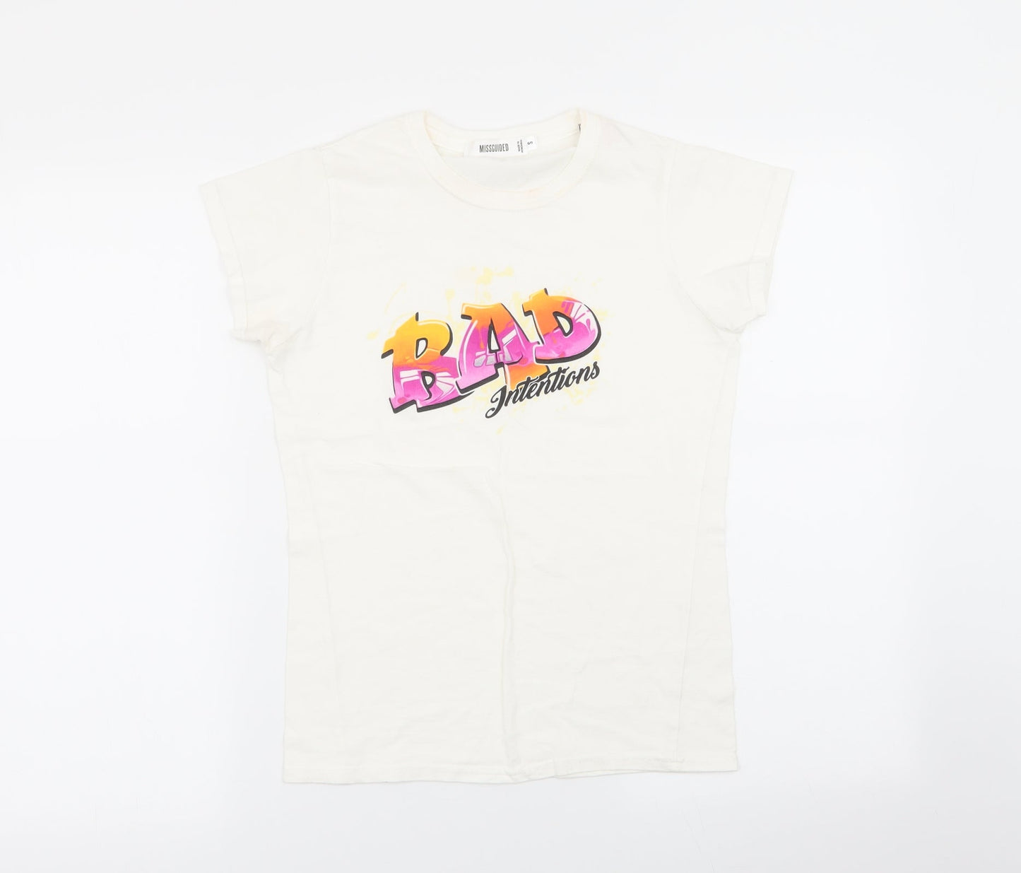Womens UK Size S Missguided White Basic T-Shirt
