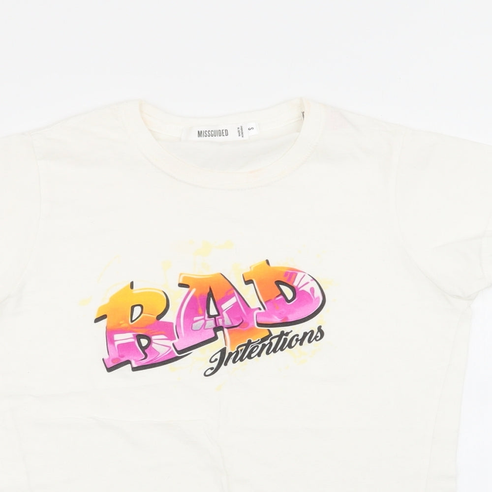 Womens UK Size S Missguided White Basic T-Shirt