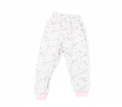 Preworn Girls Grey Floral  Babydoll Pyjama Pants Size 18-24 Months