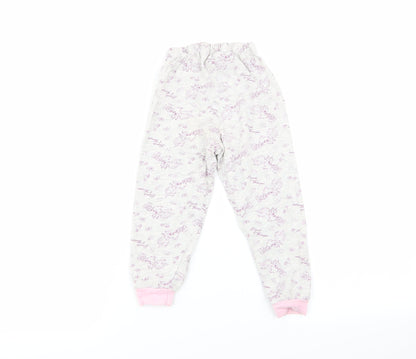 Preworn Girls Grey Floral  Babydoll Pyjama Pants Size 18-24 Months