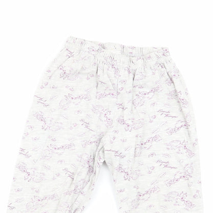 Preworn Girls Grey Floral  Babydoll Pyjama Pants Size 18-24 Months