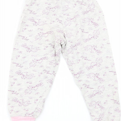 Preworn Girls Grey Floral  Babydoll Pyjama Pants Size 18-24 Months