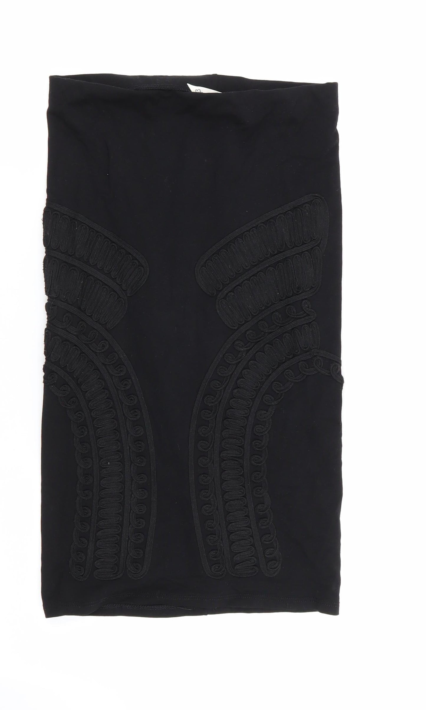 Miss Selfridge Womens Black Geometric  Straight & Pencil Skirt Size 8  - Stretch waistband