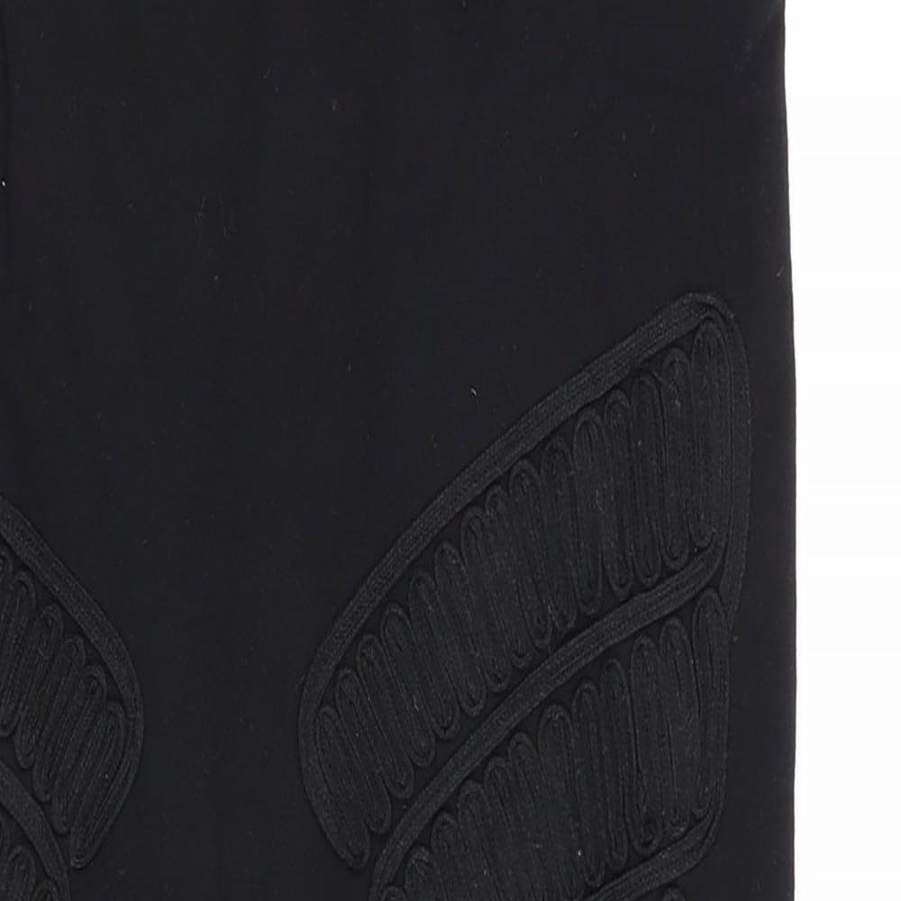 Miss Selfridge Womens Black Geometric  Straight & Pencil Skirt Size 8  - Stretch waistband