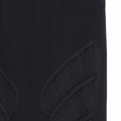 Miss Selfridge Womens Black Geometric  Straight & Pencil Skirt Size 8  - Stretch waistband