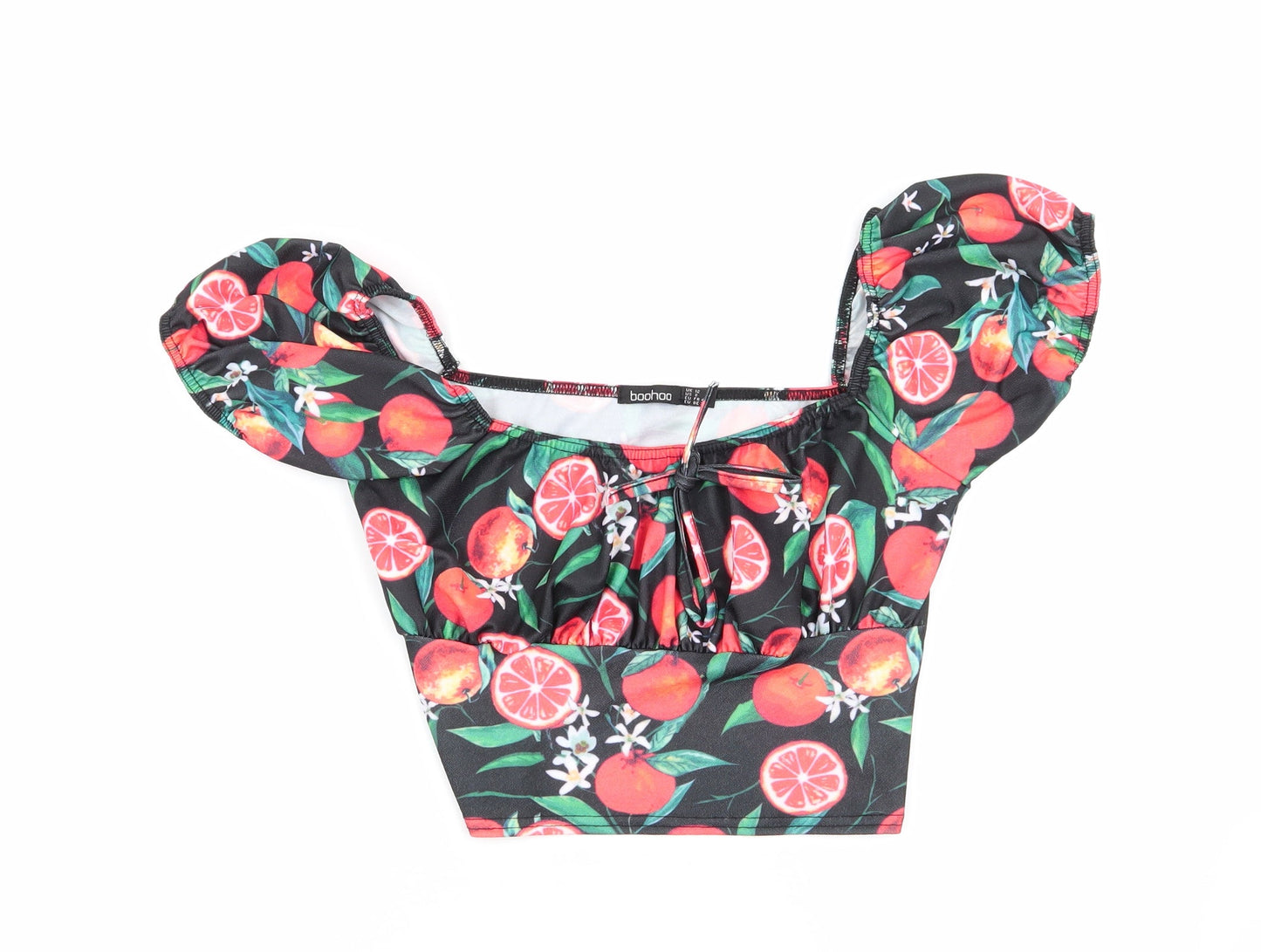 Boohoo Womens Multicoloured Geometric  Basic Blouse Size 12