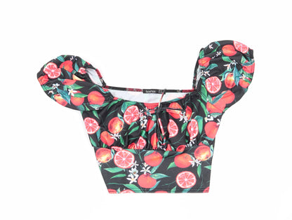 Boohoo Womens Multicoloured Geometric  Basic Blouse Size 12