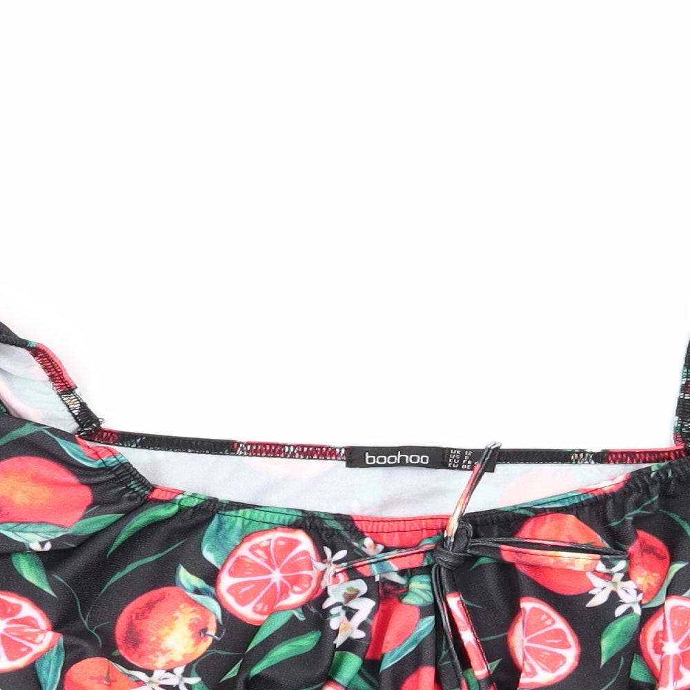 Boohoo Womens Multicoloured Geometric  Basic Blouse Size 12