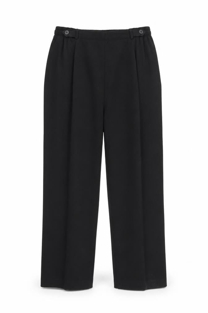 Front view of BHS women’s black trousers, size UK 12, 26-inch leg