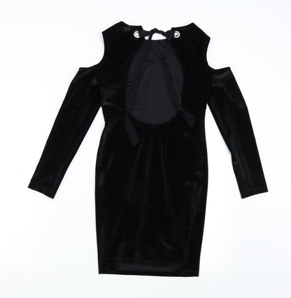 T opshop Womens Black  Velvet Bodycon  Size 8