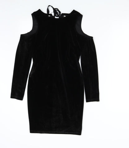 T opshop Womens Black  Velvet Bodycon  Size 8