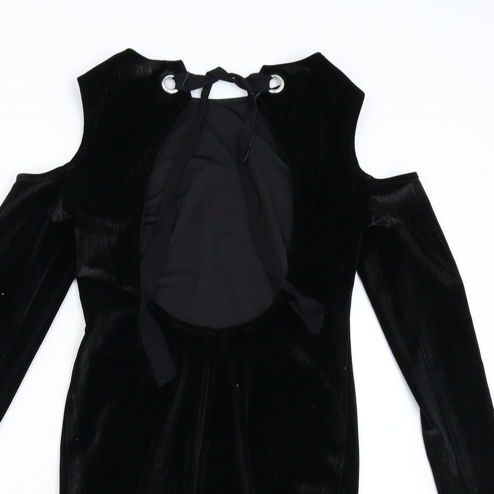 T opshop Womens Black  Velvet Bodycon  Size 8