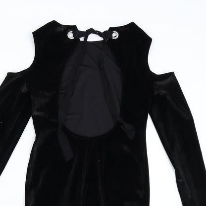 T opshop Womens Black  Velvet Bodycon  Size 8