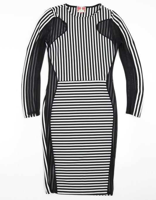 Ribbon Womens Multicoloured Striped  Bodycon  Size 8